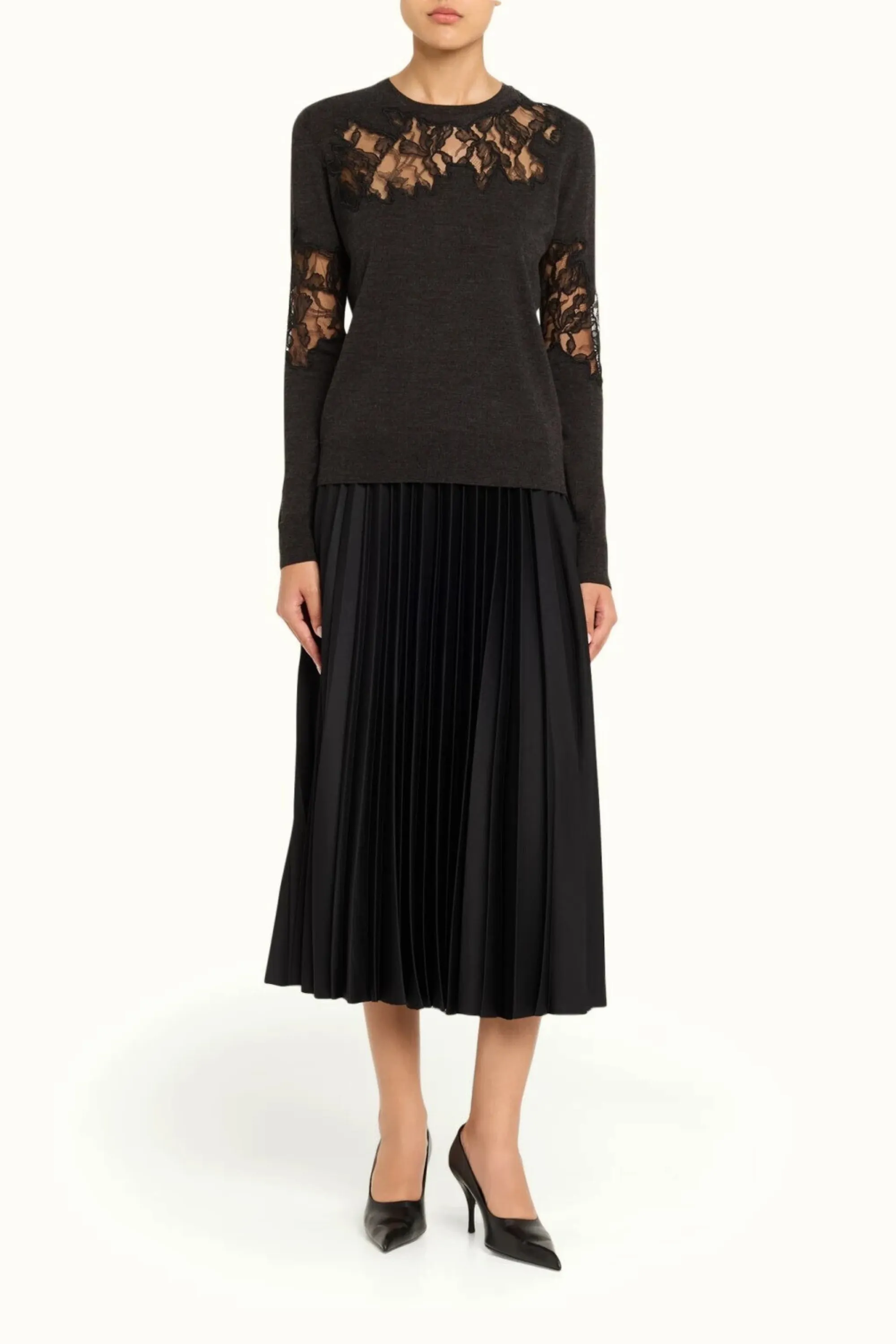 CREPE SATIN PLEATED MIDI SKIRT sold by Jason Wu