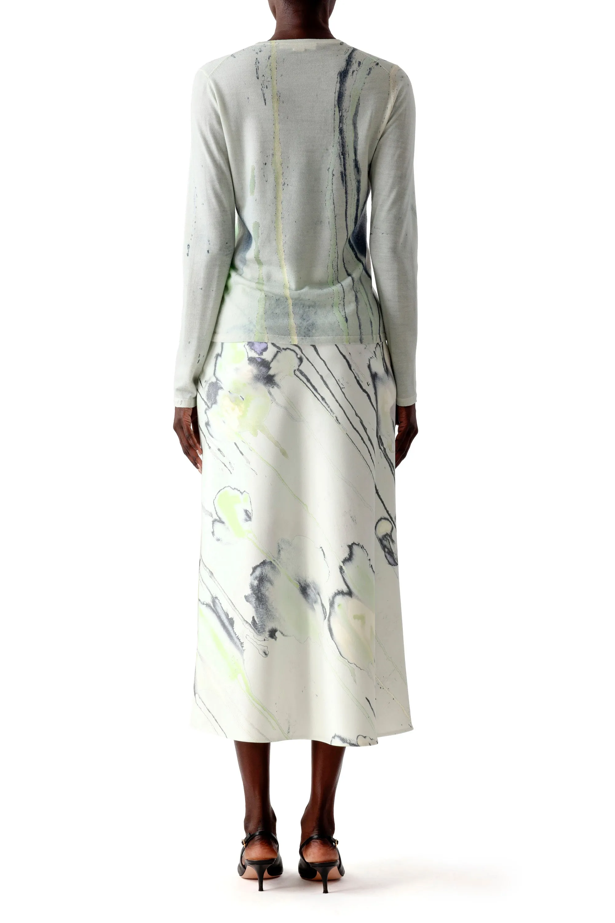 CREPE SATIN WATERCOLOR FLORAL BIAS SLIP PENCIL SKIRT sold by Jason Wu product image thumbnail 3