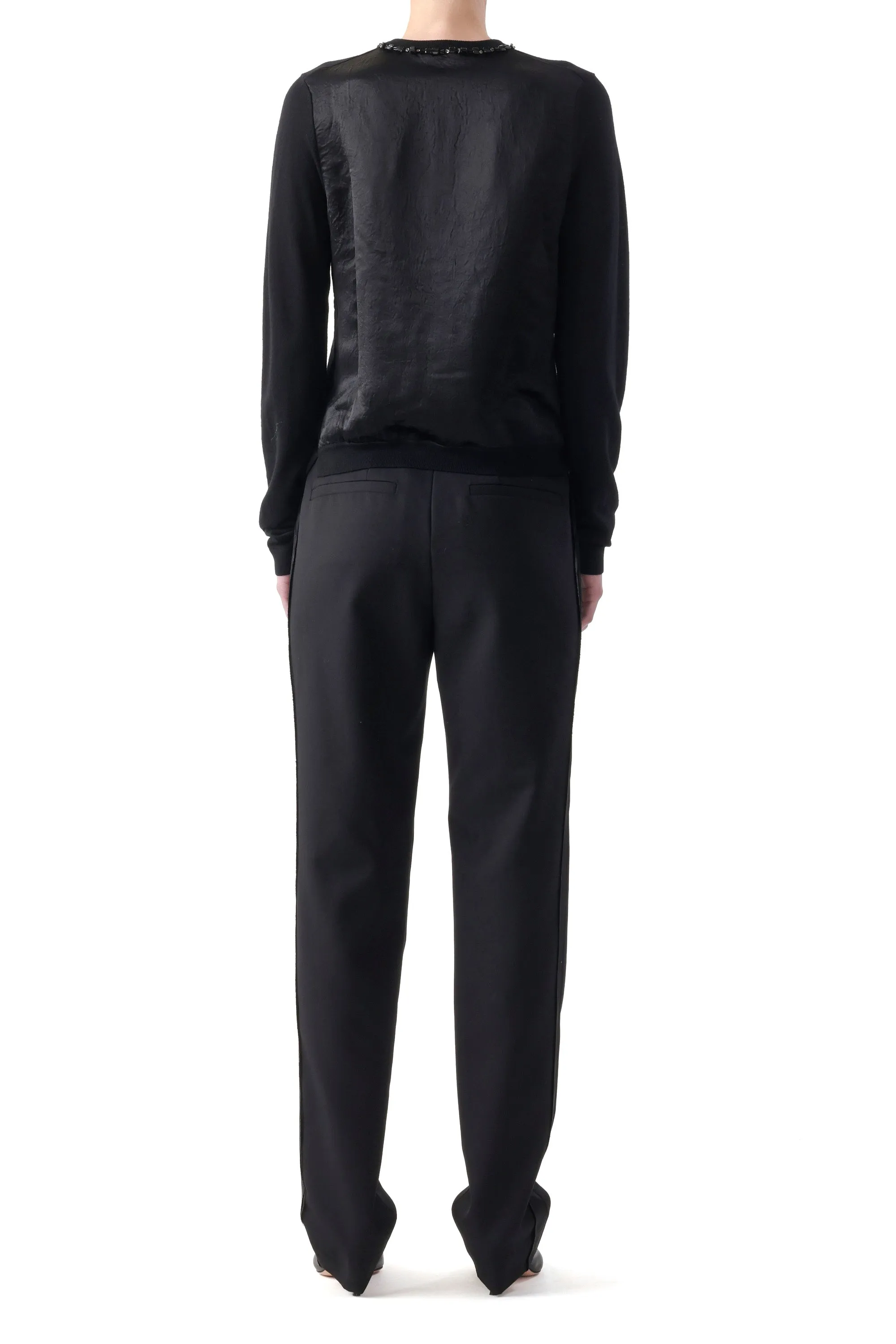 EMBROIDERED MERINO KNIT CARDIGAN WITH WASHED SATIN sold by Jason Wu product image thumbnail 4