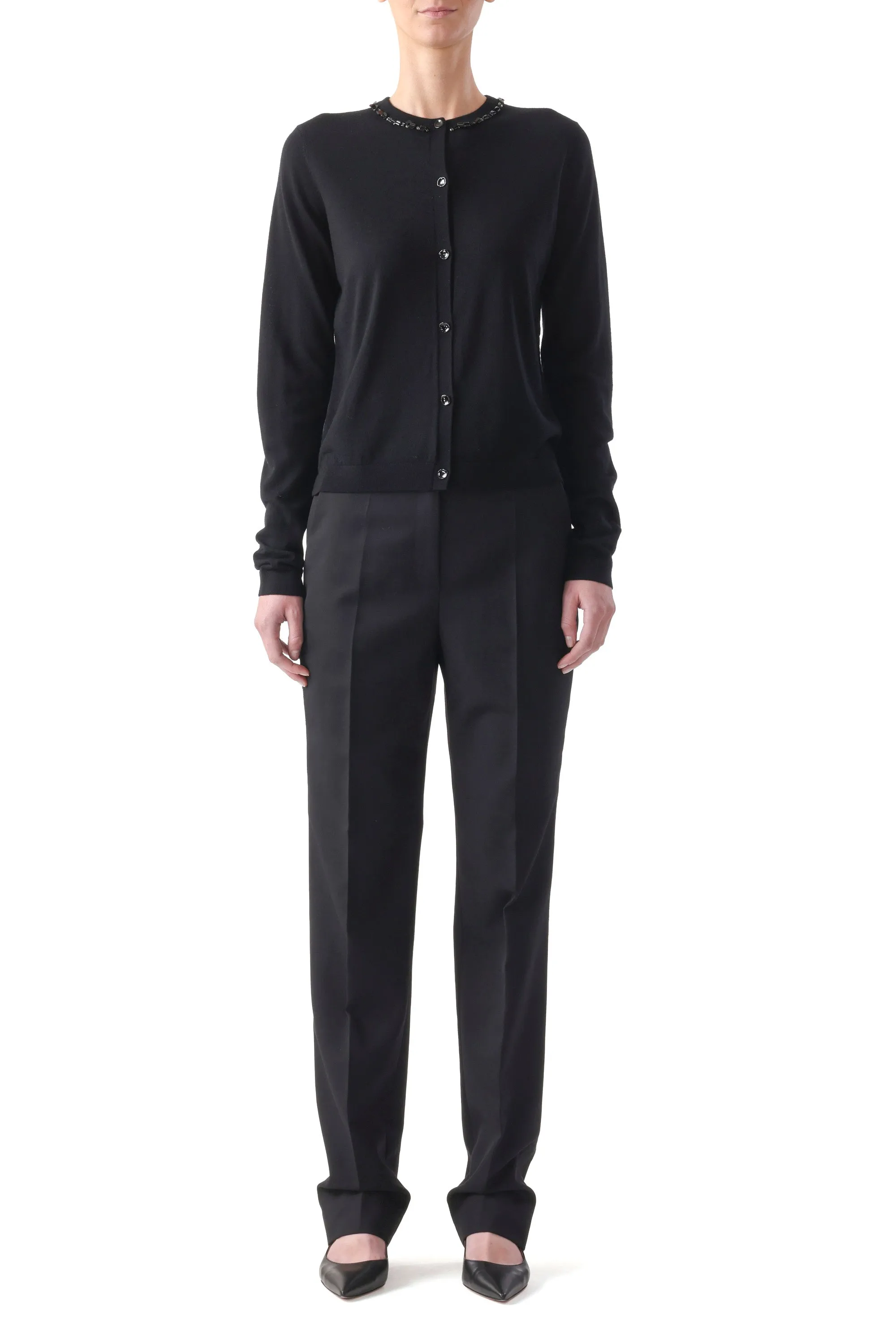 EMBROIDERED MERINO KNIT CARDIGAN WITH WASHED SATIN sold by Jason Wu product image thumbnail 2