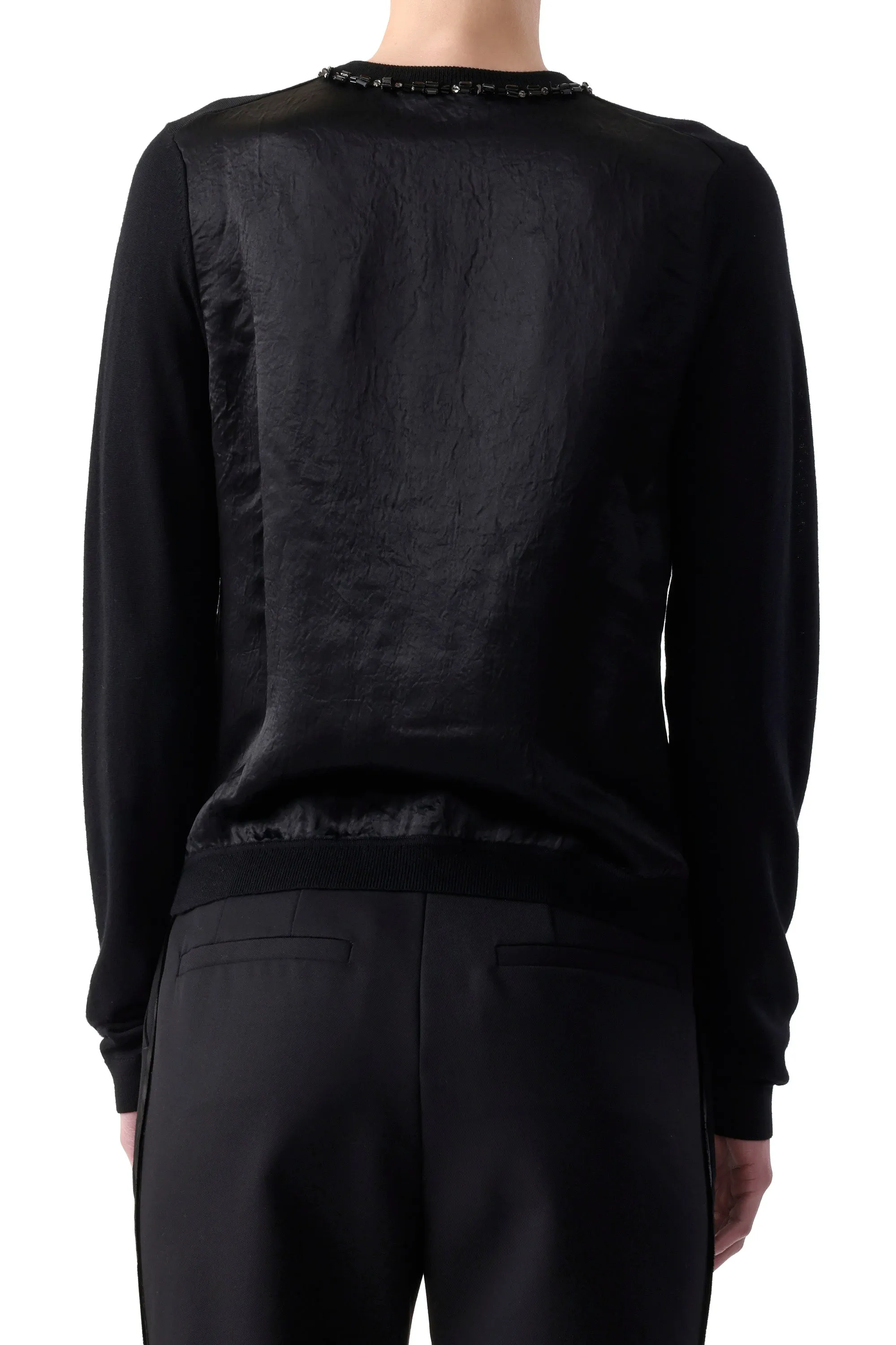 EMBROIDERED MERINO KNIT CARDIGAN WITH WASHED SATIN sold by Jason Wu product image thumbnail 5
