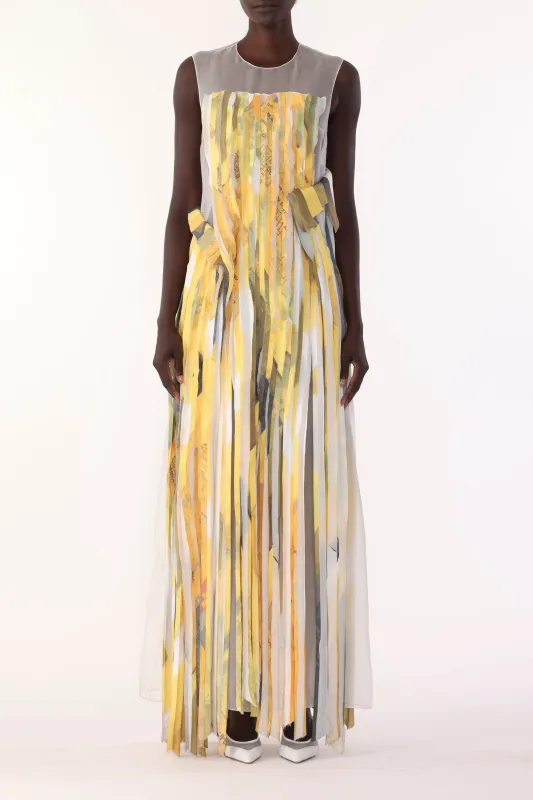 SLEEVELESS STRIP TANK GOWN WITH SULPHUR BANK ARTWORK BY ROBERT RAUSCHENBERG made by Jason Wu