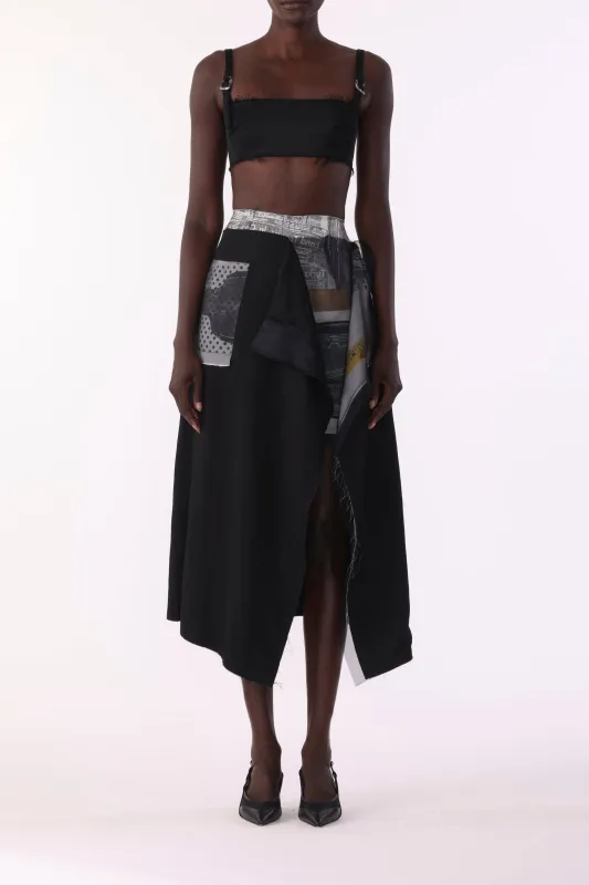 COLLAGE MIDI SKIRT WITH SHEEPHEAD ARTWORK BY ROBERT RAUSCHENBERG made by Jason Wu