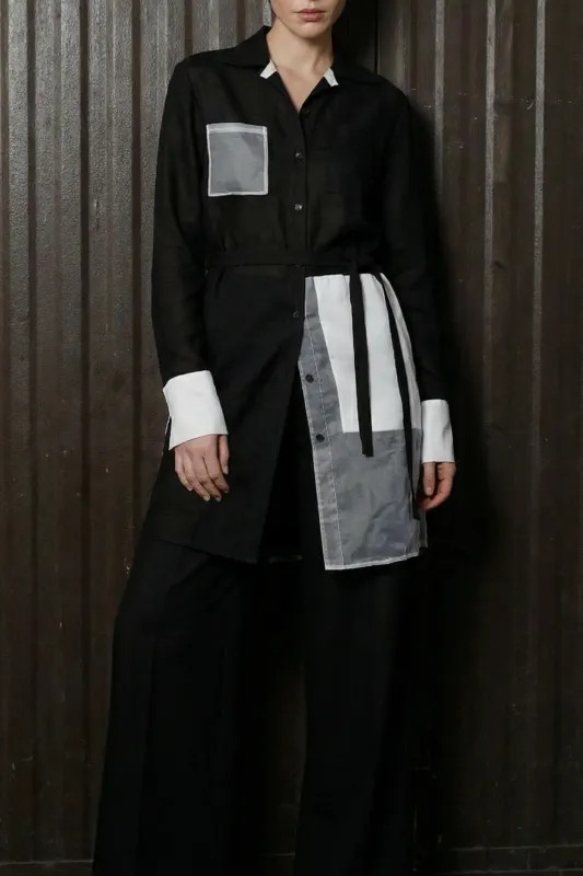 WASHED TWILL COLLAGE SHIRT DRESS sold by Jason Wu