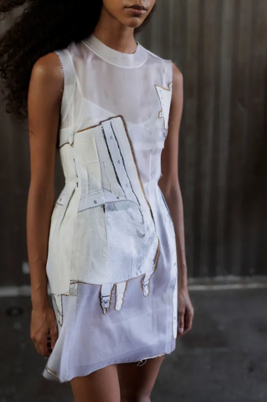 FIT AND FLARE MINI DRESS WITH LINGERIE JACQUARD made by Jason Wu