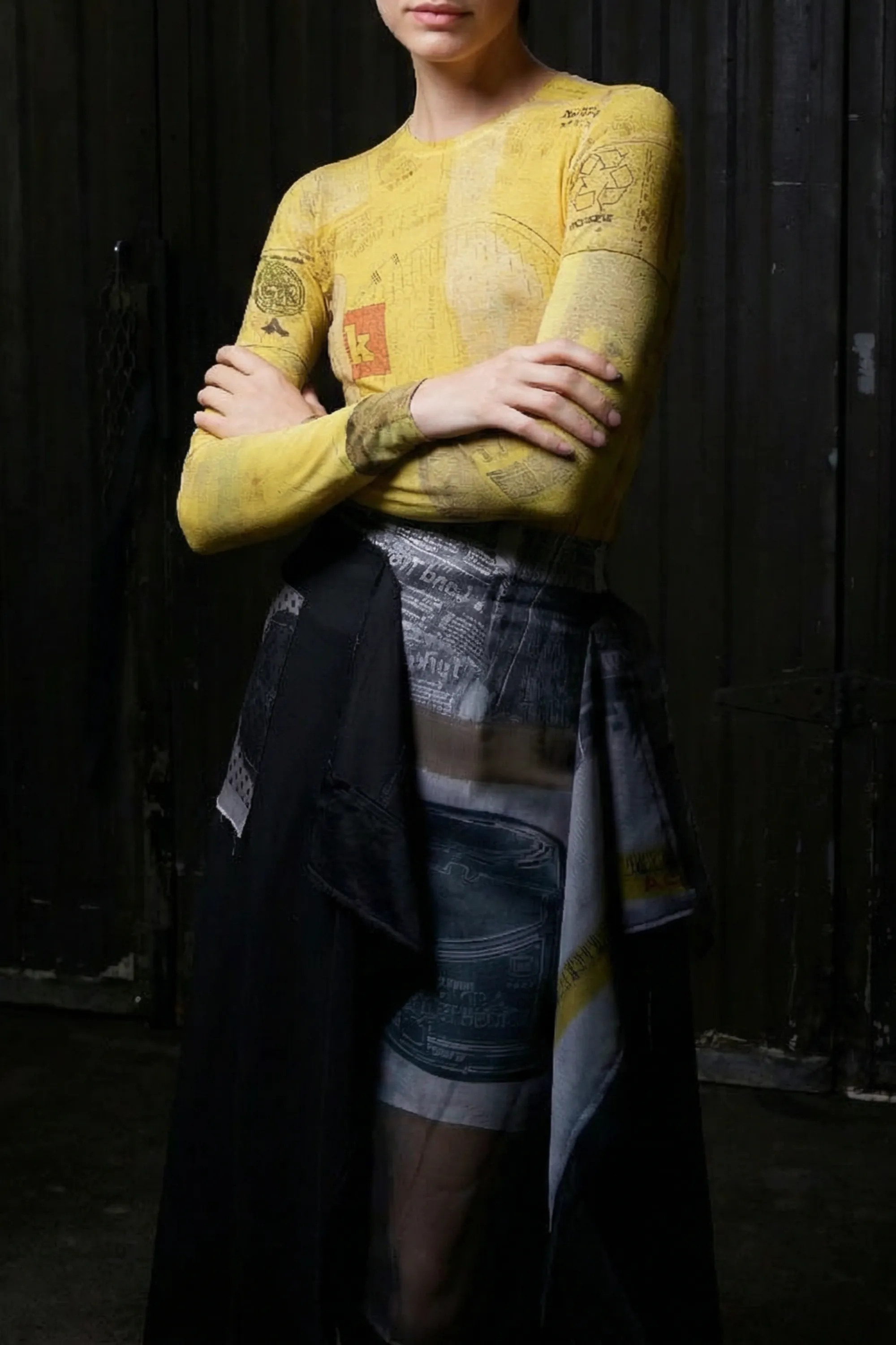 MERINO WOOL KNIT CREW NECK WITH SULPHUR BANK ARTWORK BY ROBERT RAUSCHENBERG sold by Jason Wu