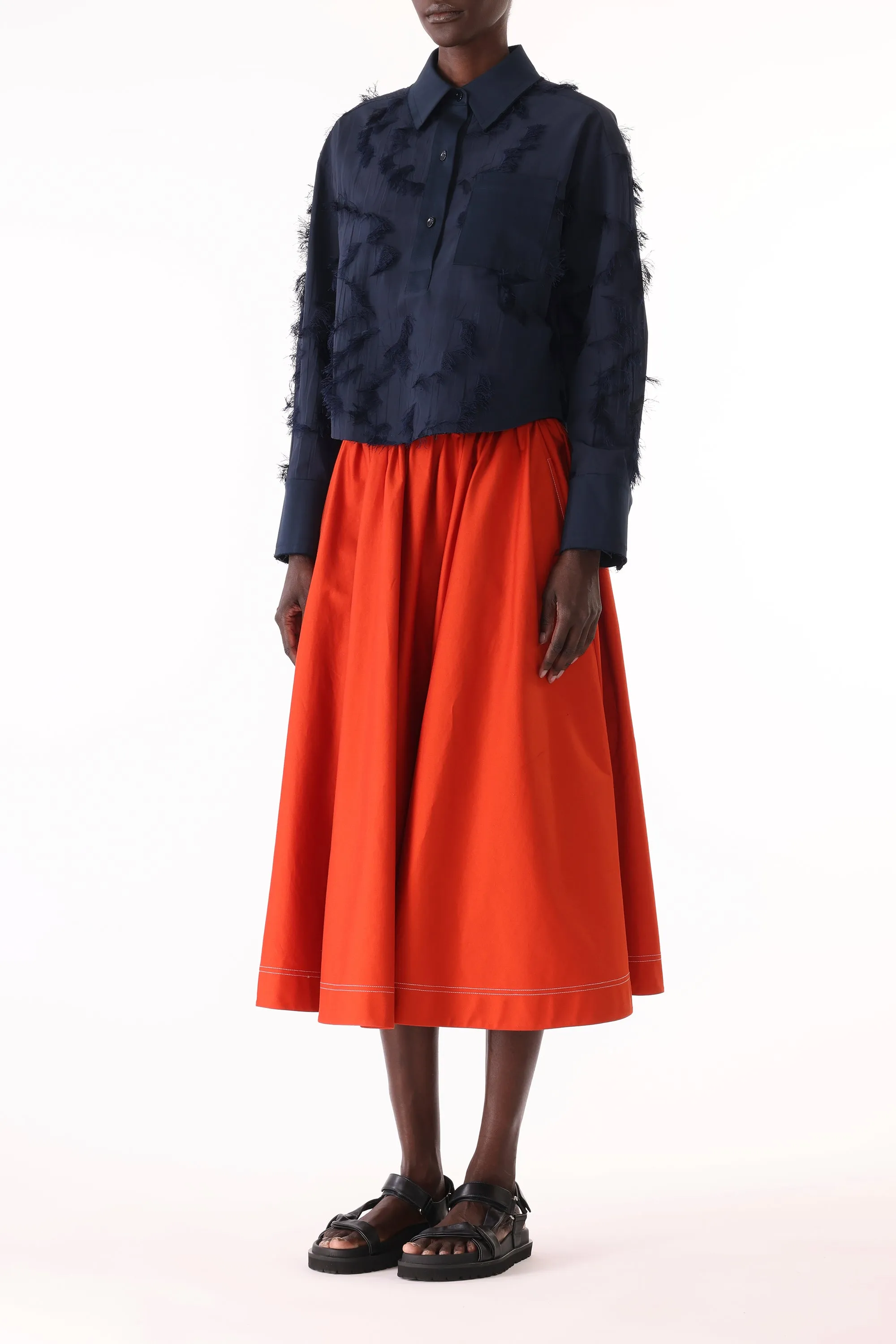 LONG SLEEVE CROPPED COTTON FIL COUPE SHIRT sold by Jason Wu product image thumbnail 4