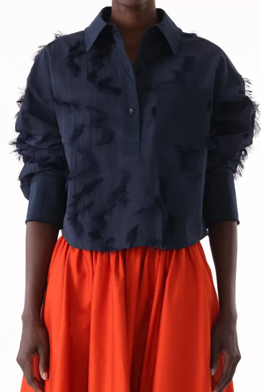 LONG SLEEVE CROPPED COTTON FIL COUPE SHIRT made by Jason Wu