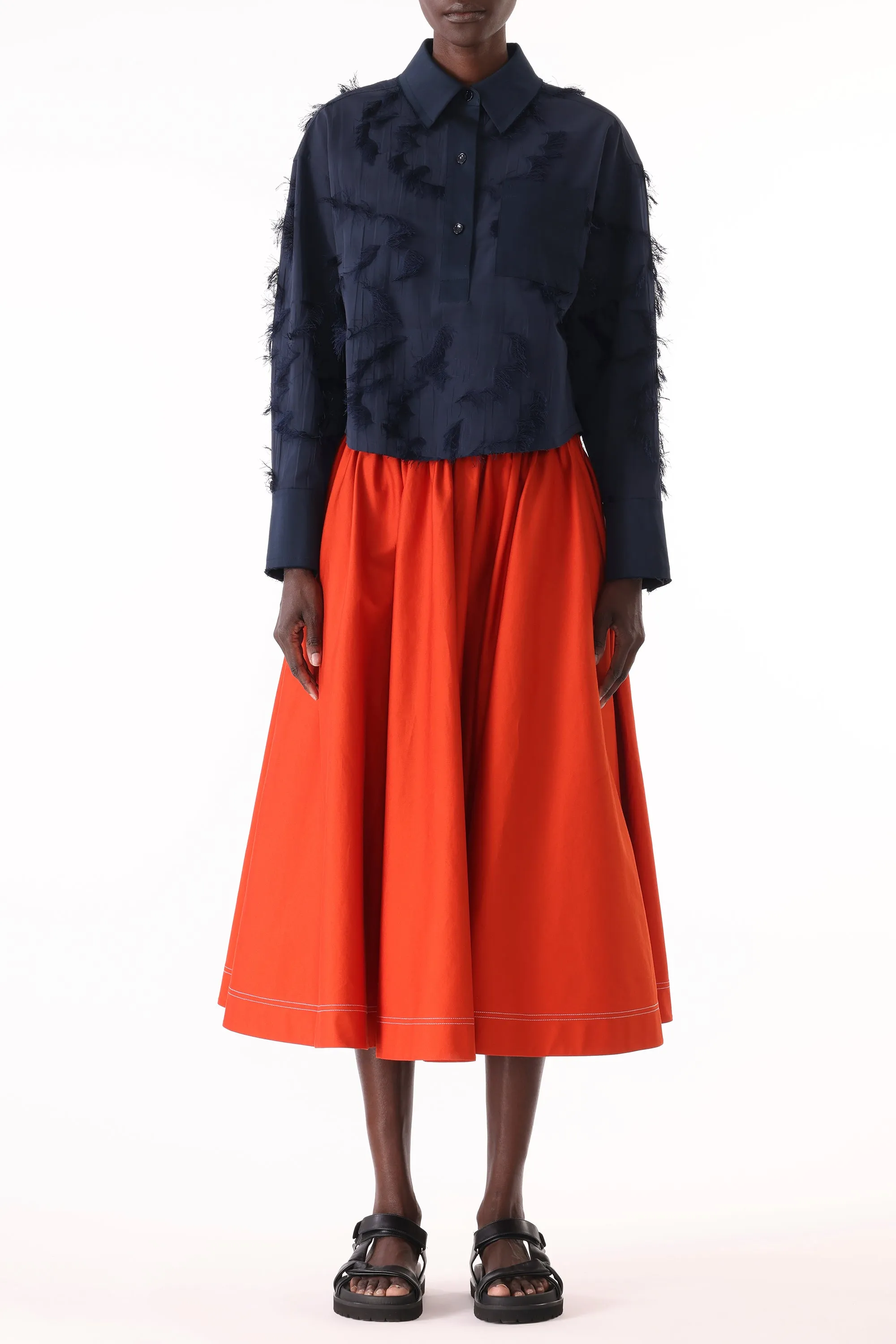 LONG SLEEVE CROPPED COTTON FIL COUPE SHIRT sold by Jason Wu product image thumbnail 2