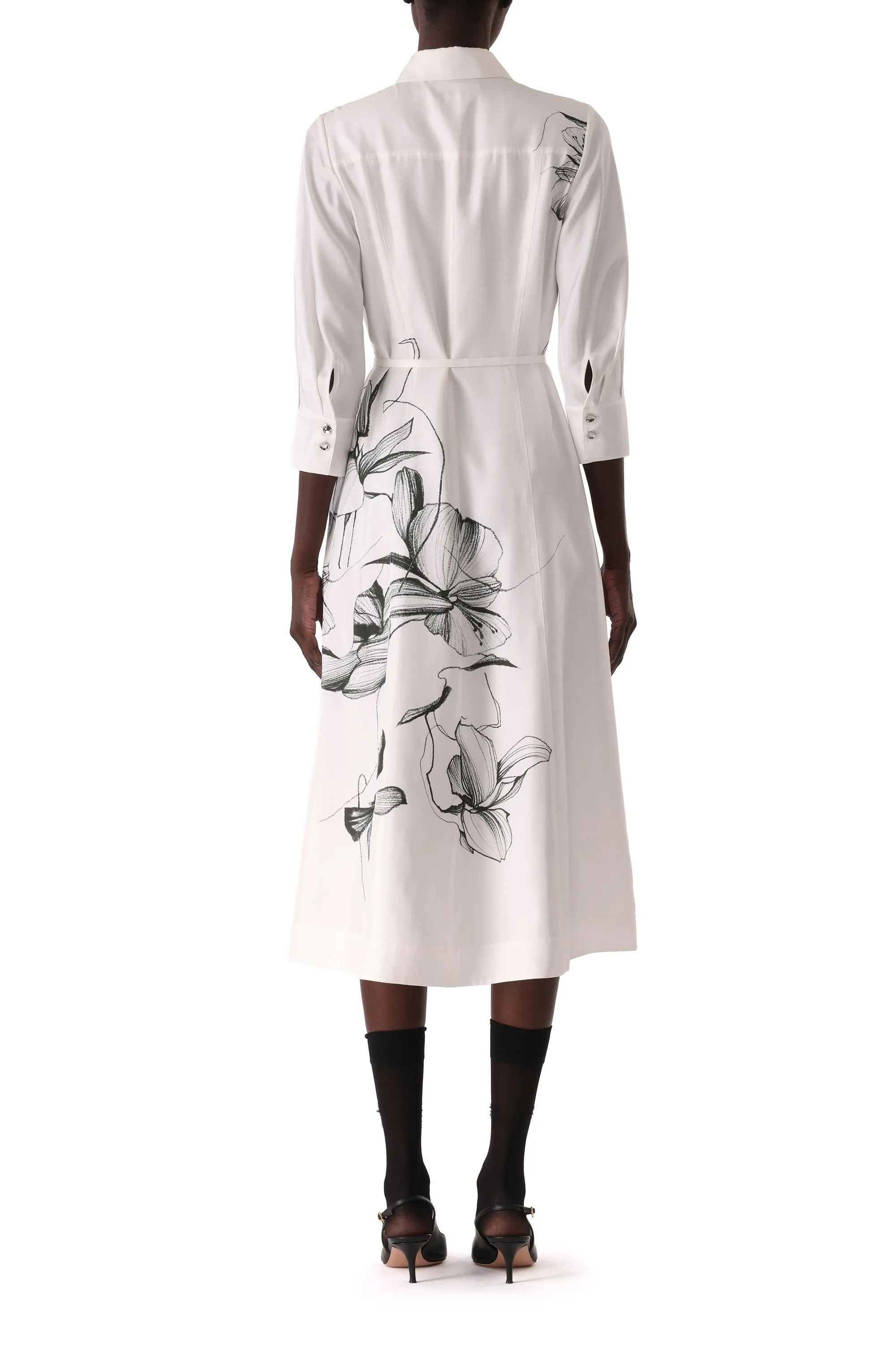 SHADOW FLORAL SILK TWILL SHIRT DRESS sold by Jason Wu product image thumbnail 4
