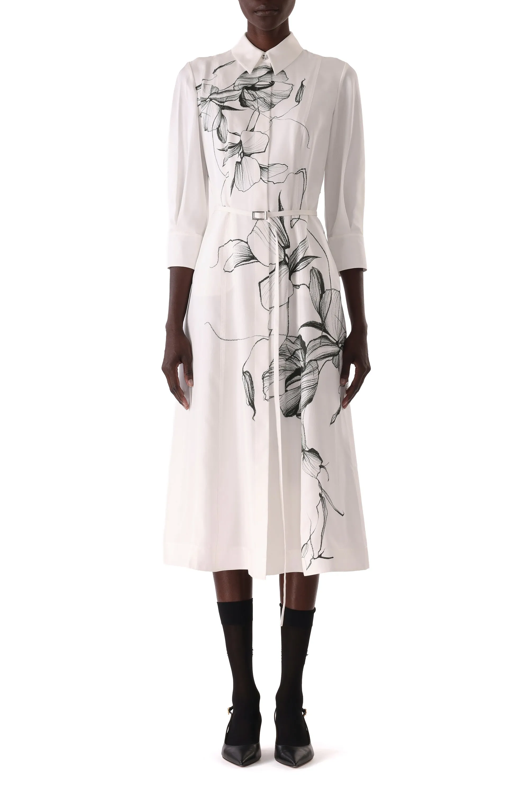 SHADOW FLORAL SILK TWILL SHIRT DRESS sold by Jason Wu product image thumbnail 2