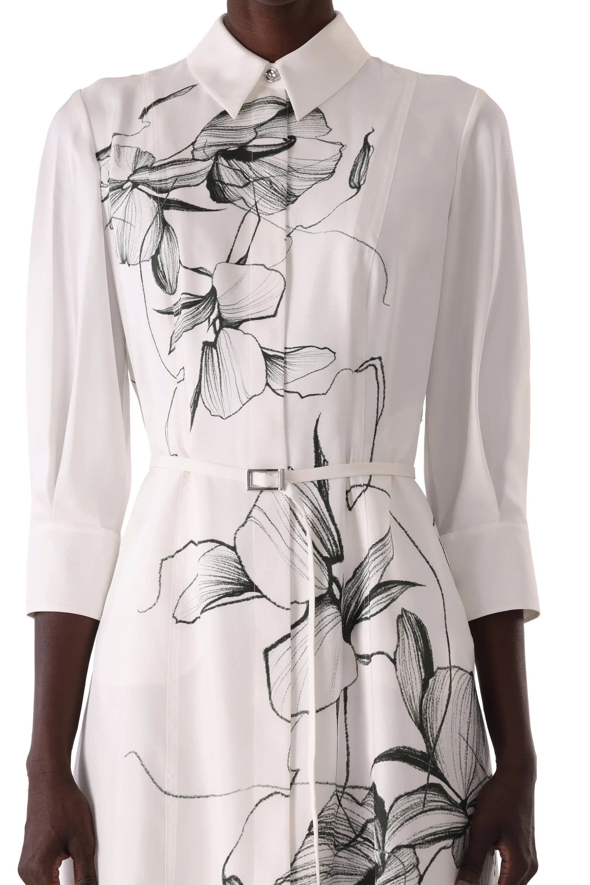 SHADOW FLORAL SILK TWILL SHIRT DRESS sold by Jason Wu product image thumbnail 5