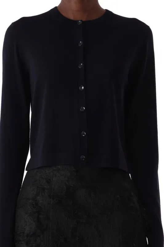 MERINO WOOL CARDIGAN WITH WASHED TWILL BACK made by Jason Wu