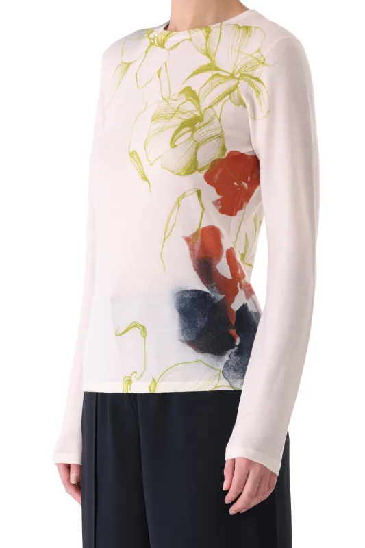 SHADOW FLORAL MERINO WOOL CREW NECK SWEATER made by Jason Wu