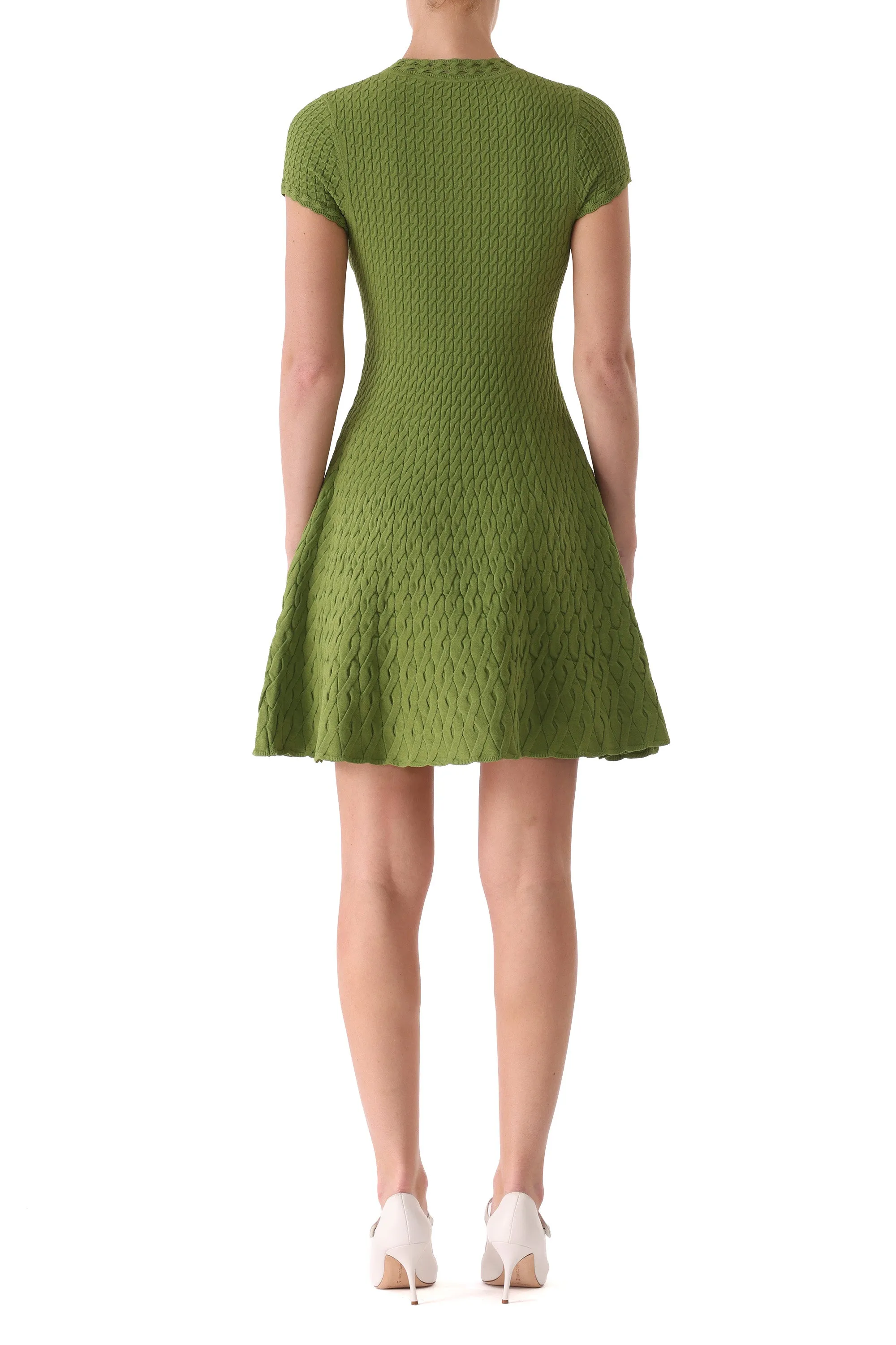 SHORT SLEEVE CABLE KNIT FIT AND FLARE DRESS sold by Jason Wu product image thumbnail 5
