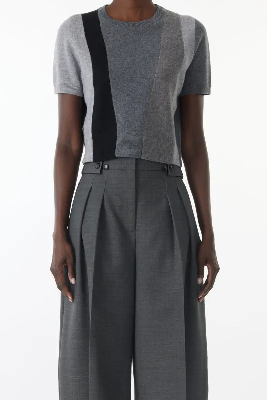ASYMMETRICAL PANELLED SHORT SLEEVE WOOL SWEATER made by Jason Wu