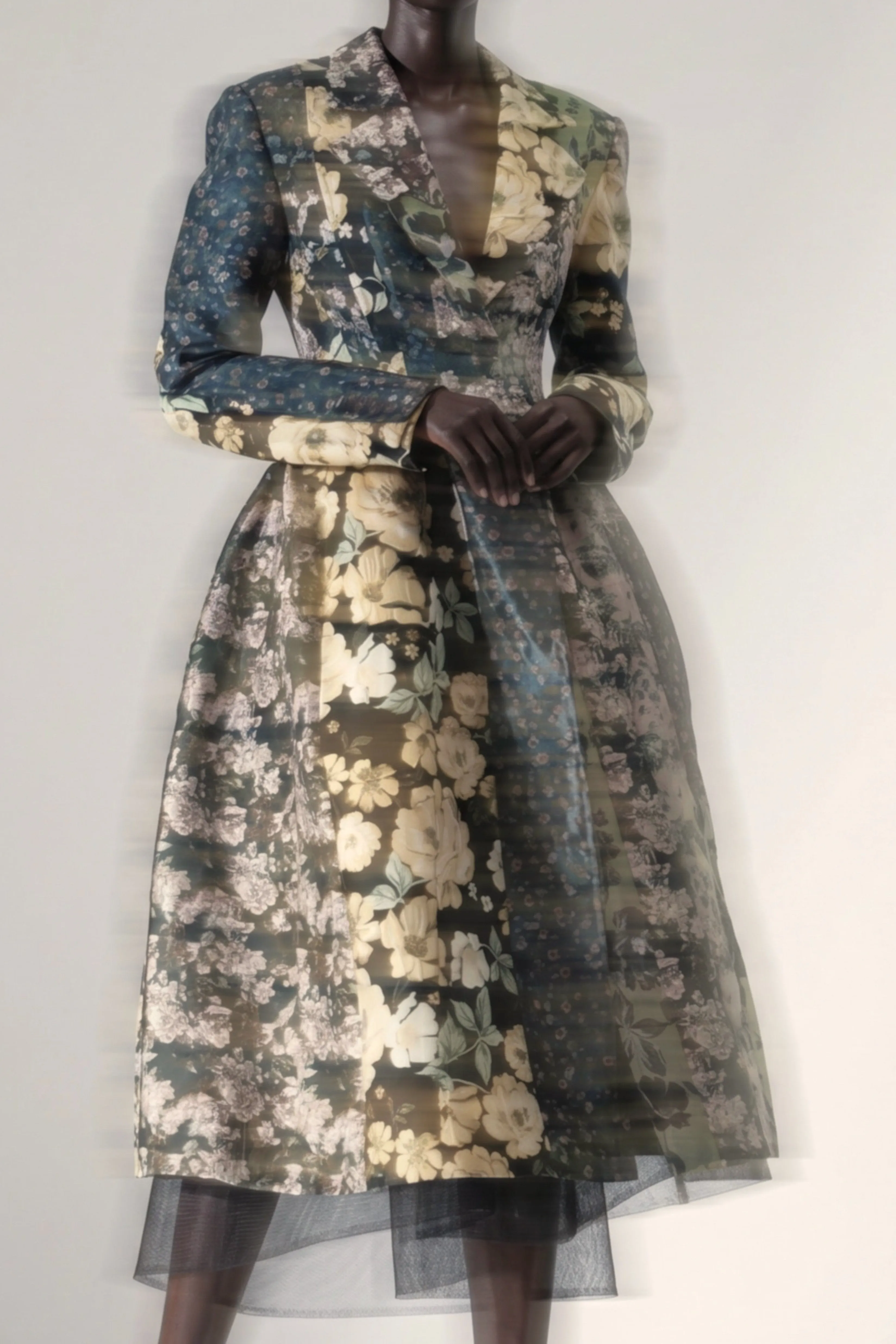MIXED FLORAL JACQUARD PANELED COAT sold by Jason Wu