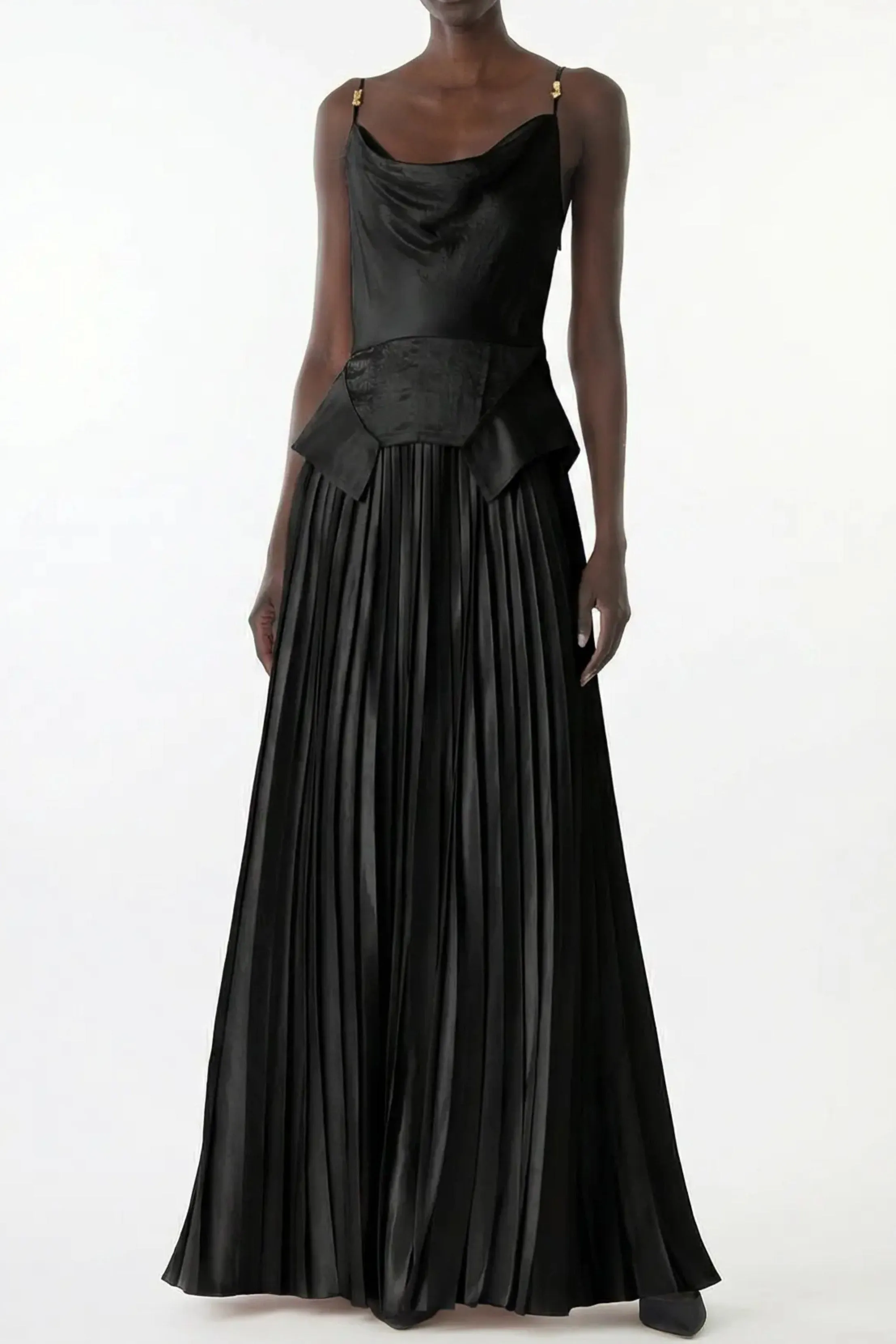 COWL NECK GOWN WITH KNIFE PLEATED SKIRT IN WASHED TWILL sold by Jason Wu product image thumbnail 2