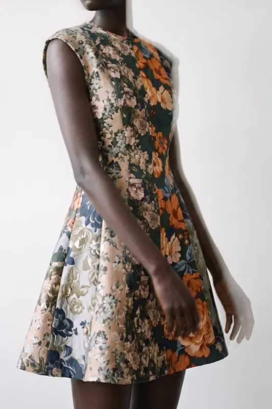 MIXED FLORAL JACQUARD PANELED MINI DRESS made by Jason Wu
