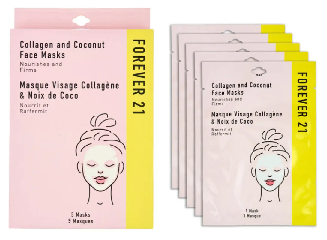 FOREVER 21 Multipack Collagen and Coconut Face Masks sold by Jean Pierre