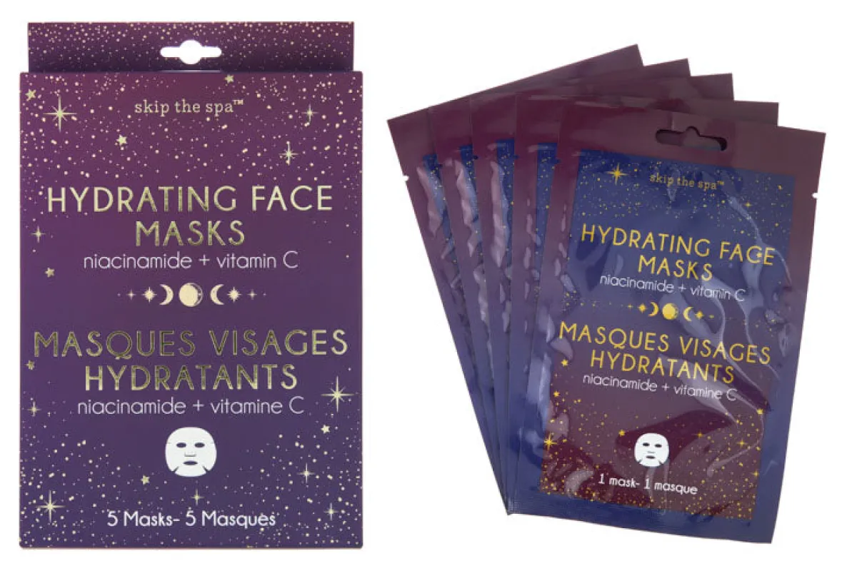 SKIP THE SPA 5PC HYDRATING FACE MASKS NIACIAMIDE + VITAMIN C sold by Jean Pierre