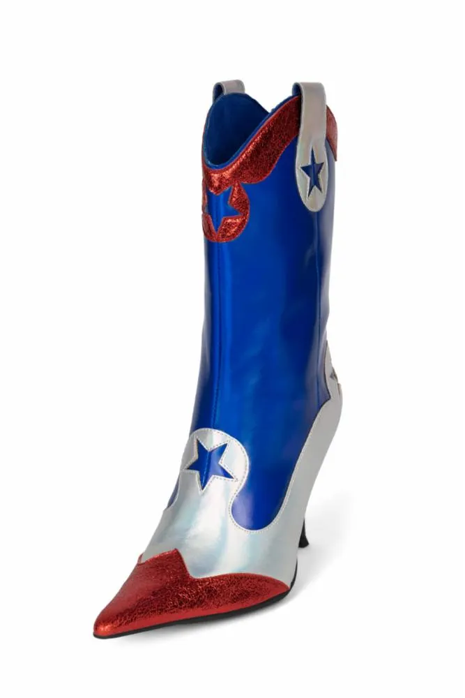 Jeffrey Campbell Women ACE_HIGH RED BLUE COMBO PU sold by Jeffrey Campbell product image thumbnail 2