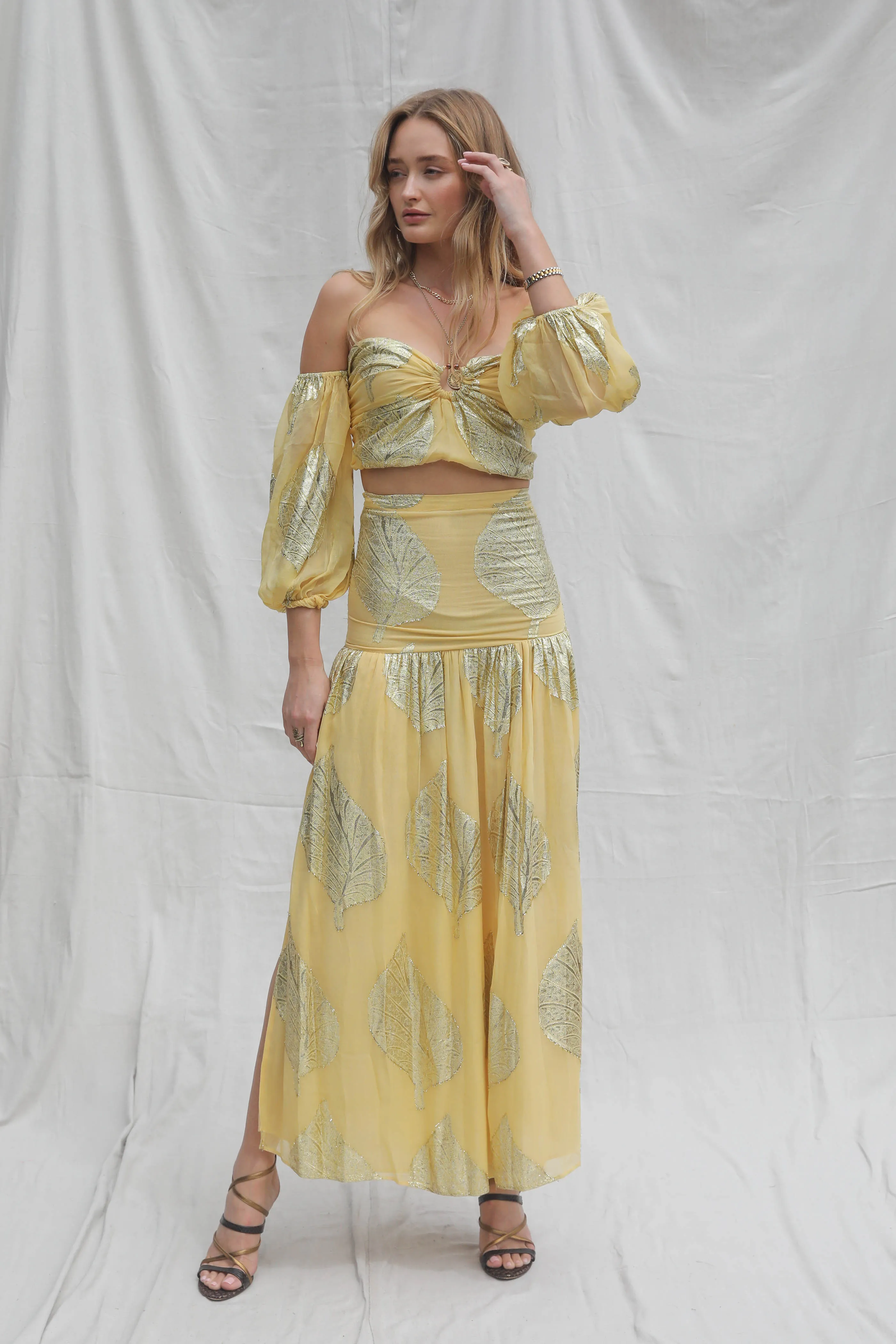Gold Leaf Lia Maxi Skirt sold by Jen's Pirate Booty product image thumbnail 5