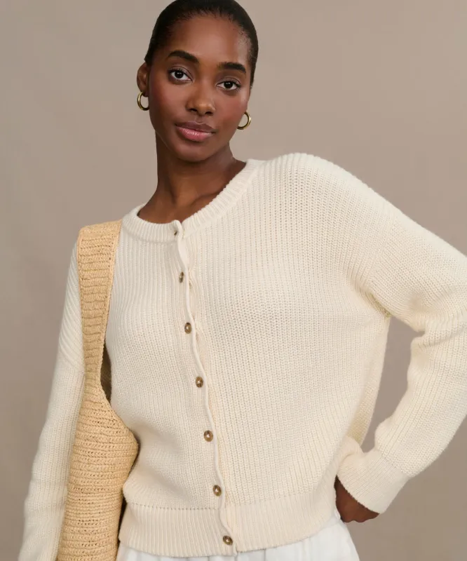 Cotton Hayes Crewneck Cardigan sold by Jenni Kayne