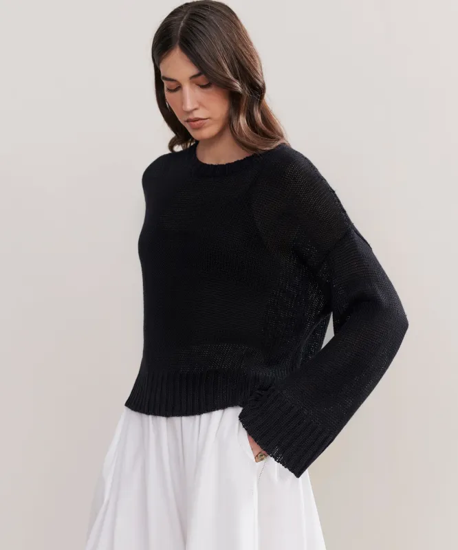 Cropped Linen Crewneck sold by Jenni Kayne