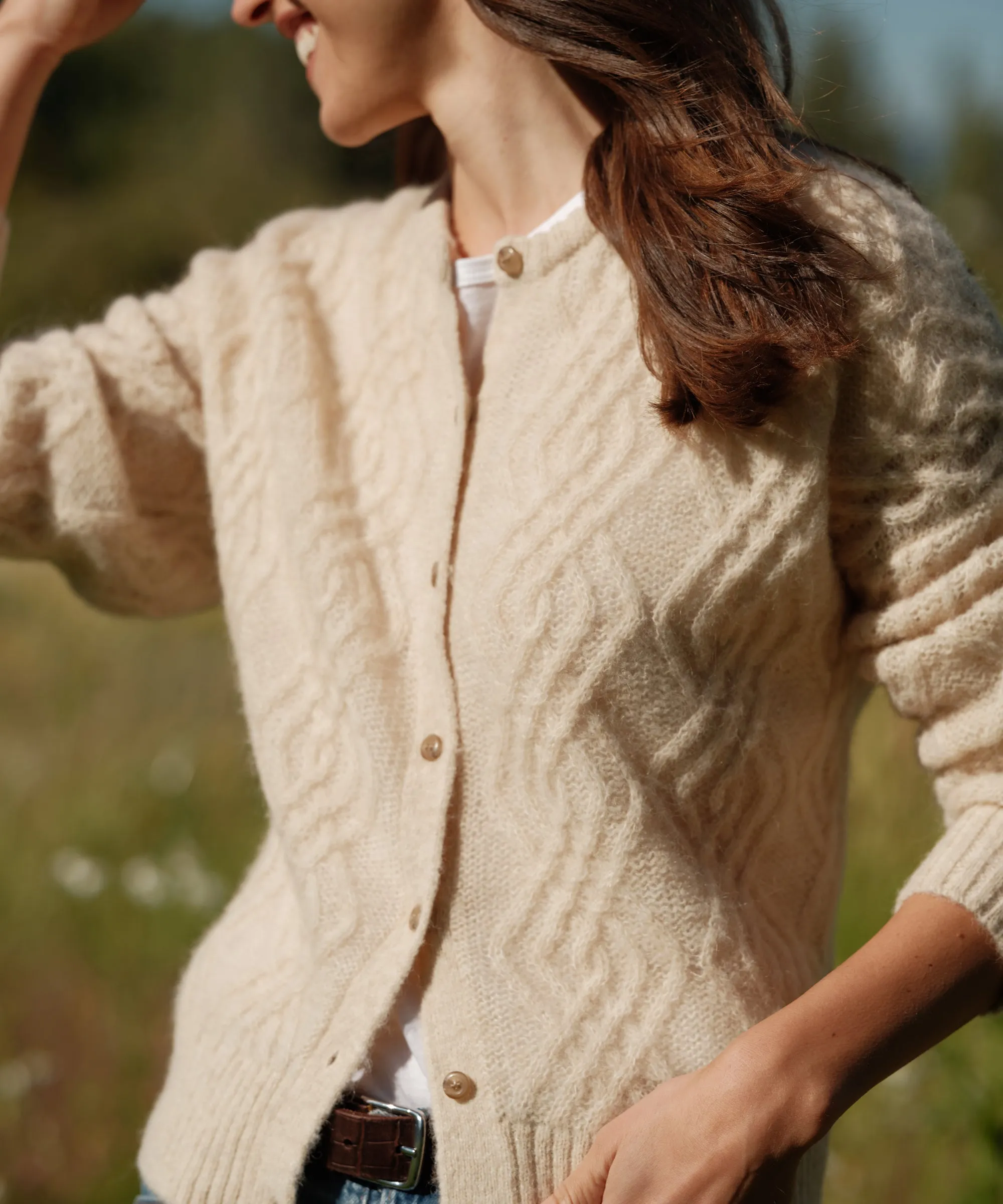 Cable Crewneck Cardigan sold by Jenni Kayne product image thumbnail 2