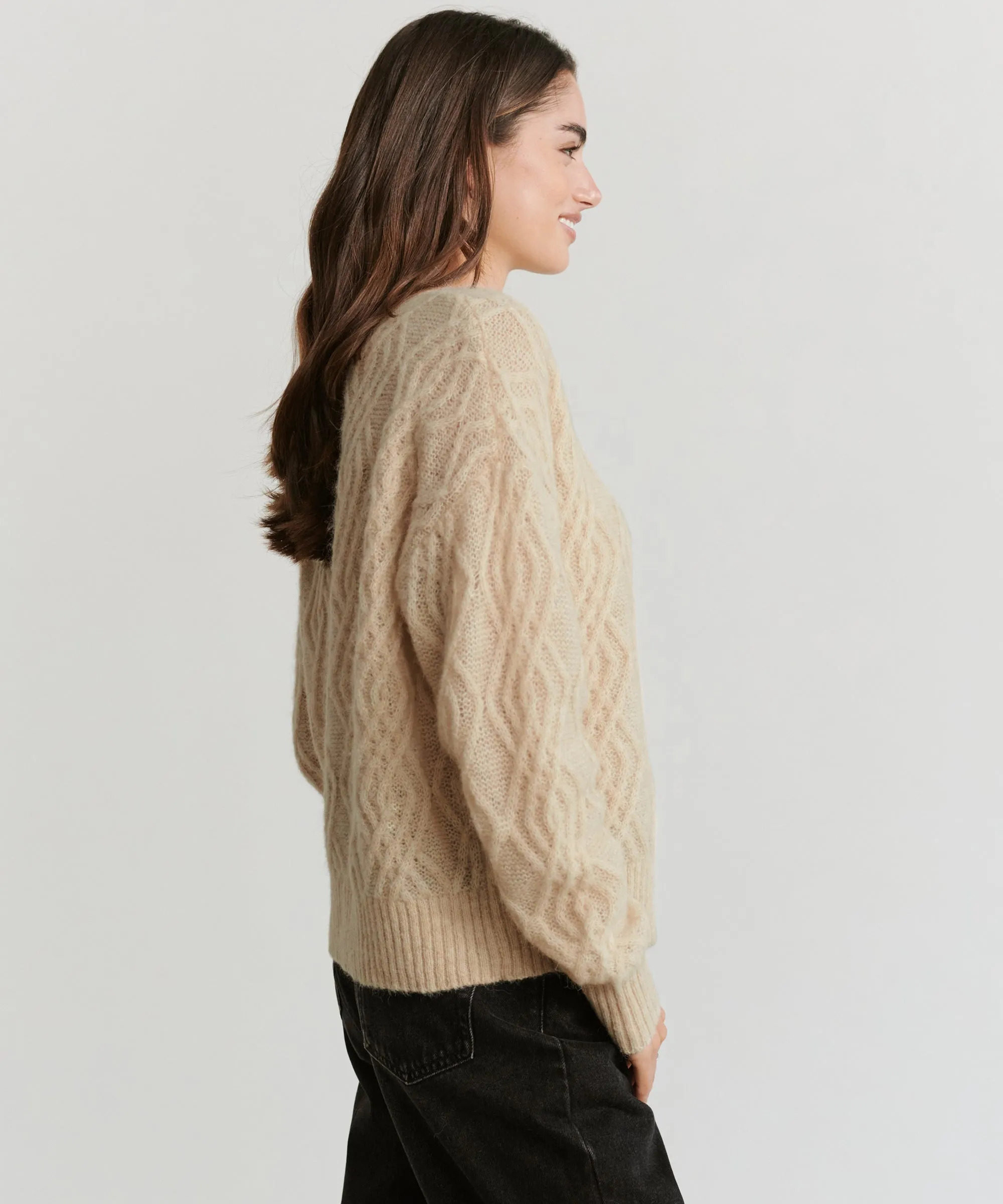 Cable Crewneck Cardigan sold by Jenni Kayne product image thumbnail 3
