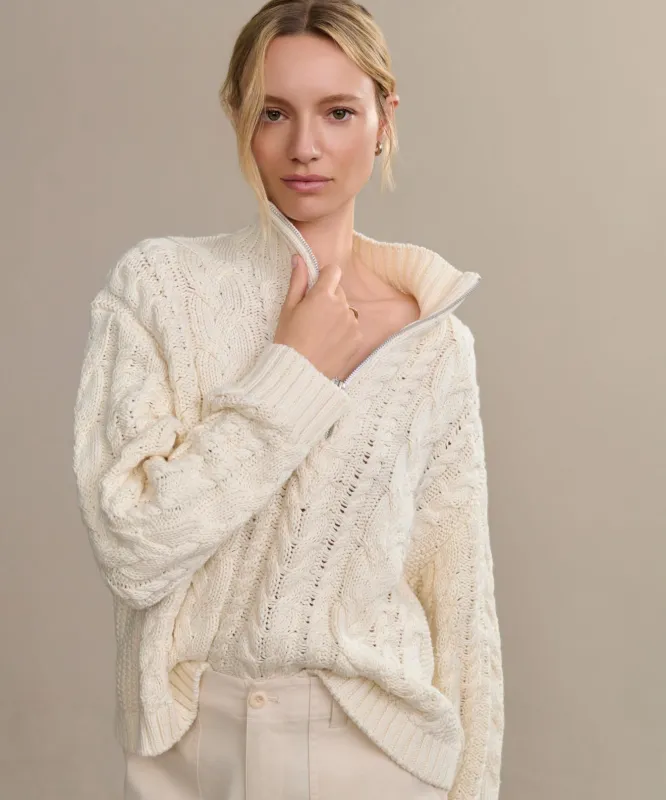 Cotton Cable Half Zip sold by Jenni Kayne