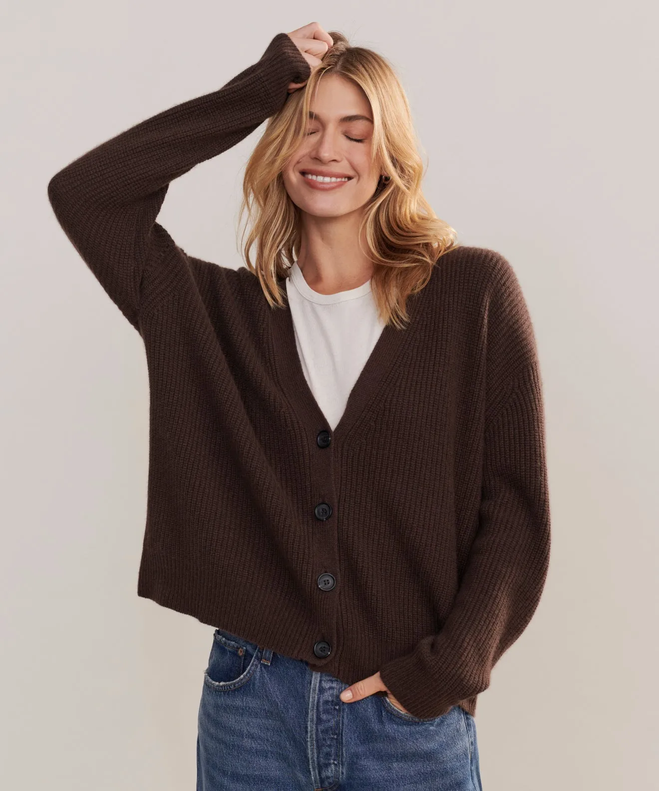 Cropped Cashmere Cocoon Cardigan sold by Jenni Kayne