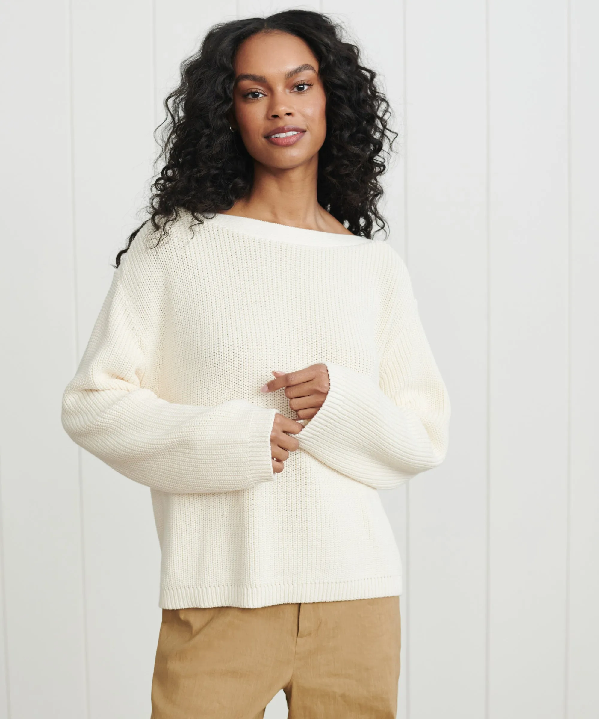 Cotton Boatneck Sweater sold by Jenni Kayne