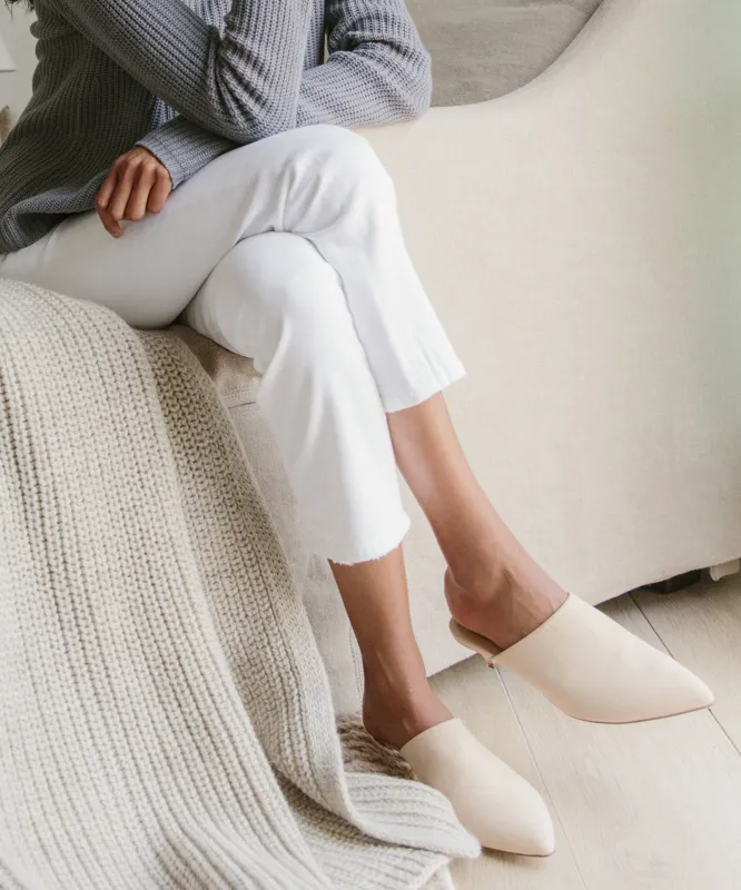 Oiled Leather Kitten Heel Mule sold by Jenni Kayne