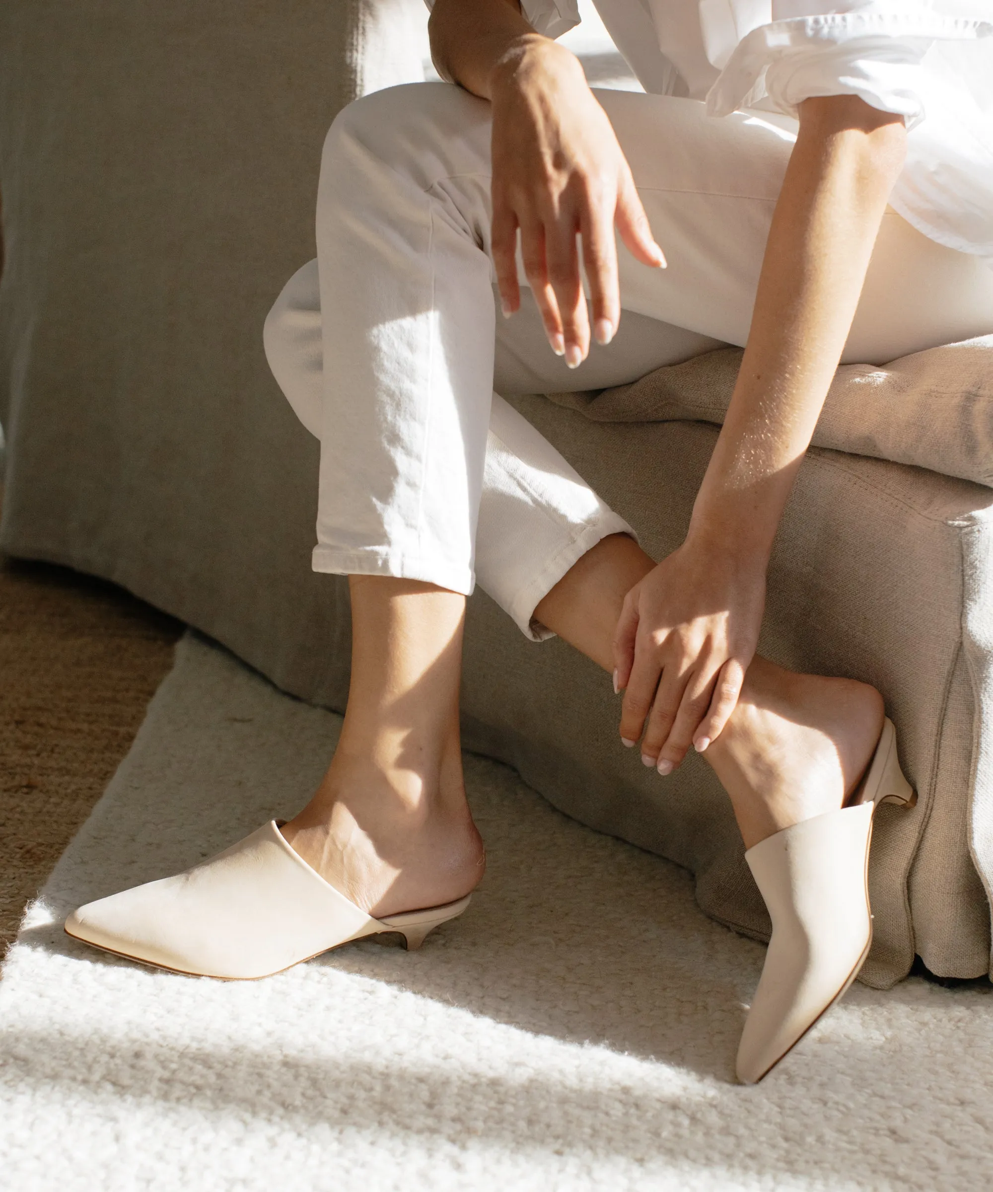 Oiled Leather Kitten Heel Mule sold by Jenni Kayne product image thumbnail 5