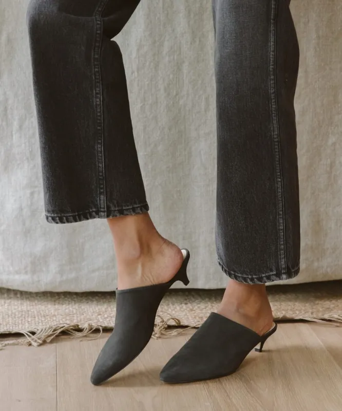 Oiled Leather Kitten Heel Mule sold by Jenni Kayne