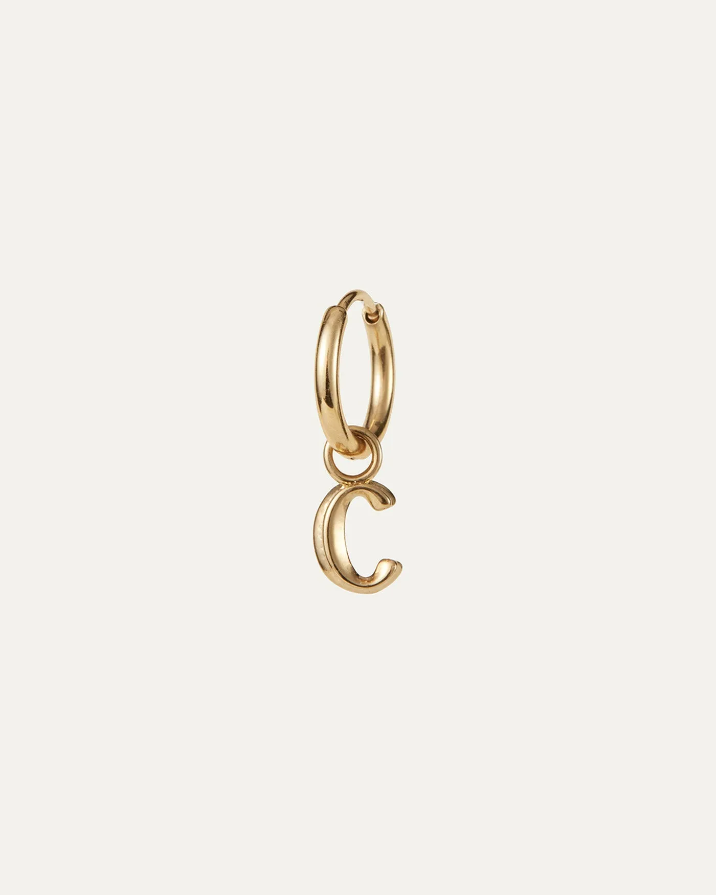Single Monogram Huggie Earring - C sold by JENNY BIRD