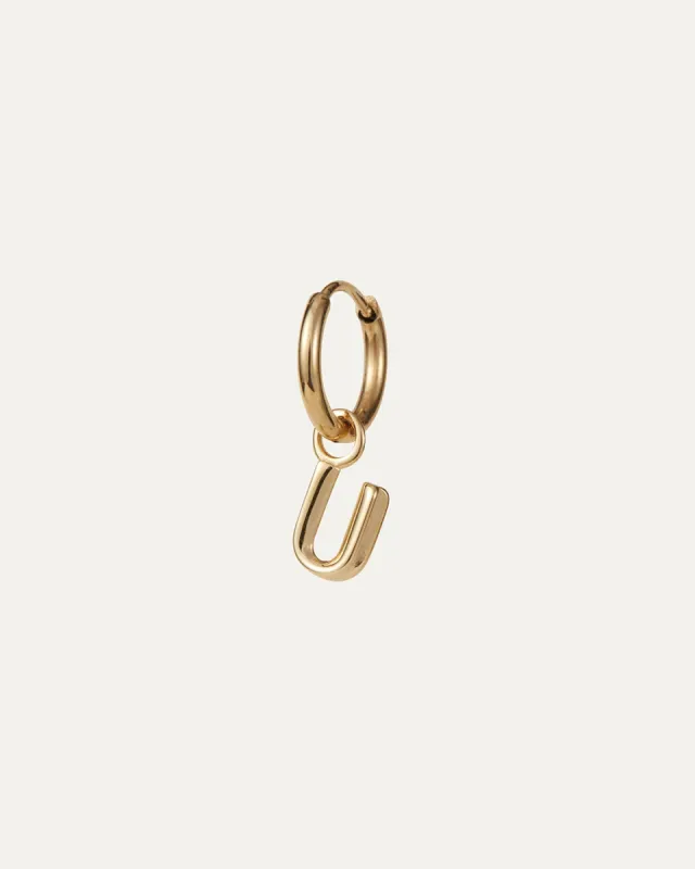 Single Monogram Huggie Earring - U sold by JENNY BIRD