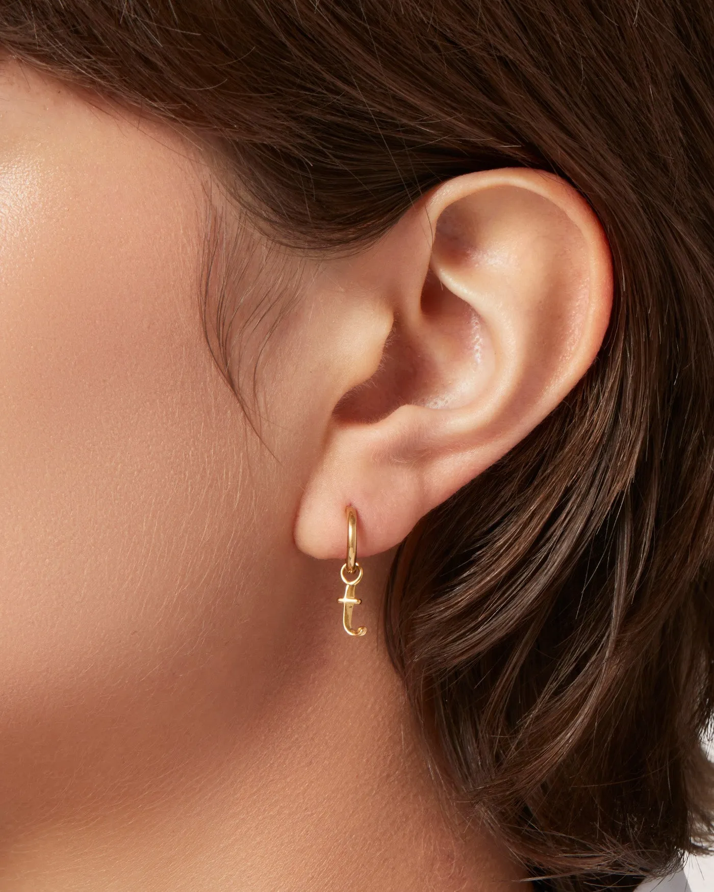 Single Monogram Huggie Earring - T sold by JENNY BIRD product image thumbnail 3