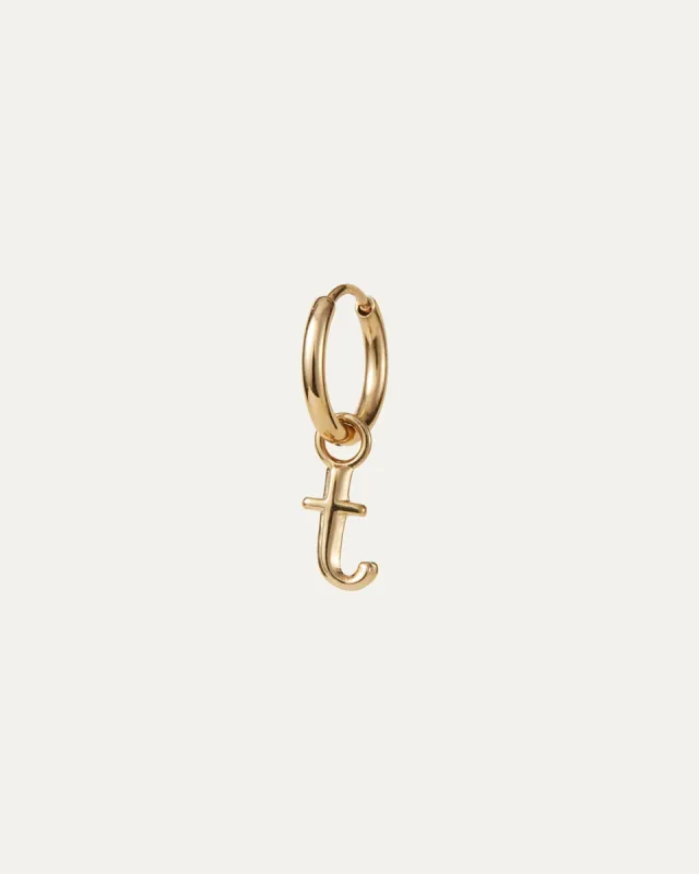 Single Monogram Huggie Earring - T sold by JENNY BIRD