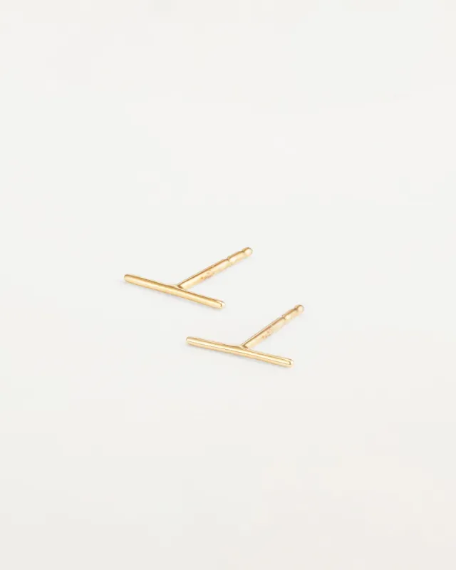 14K Gold Bar Stud sold by JENNY BIRD