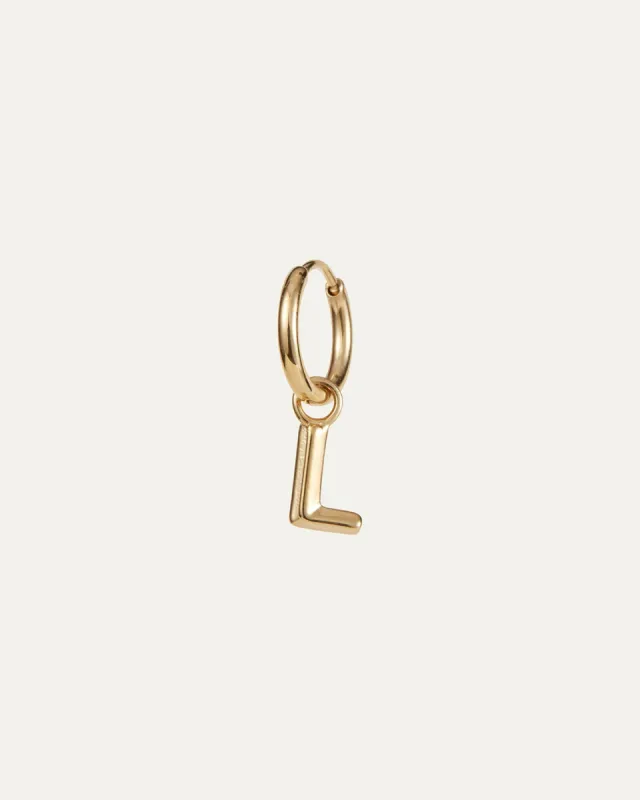 Single Monogram Huggie Earring - L made by JENNY BIRD