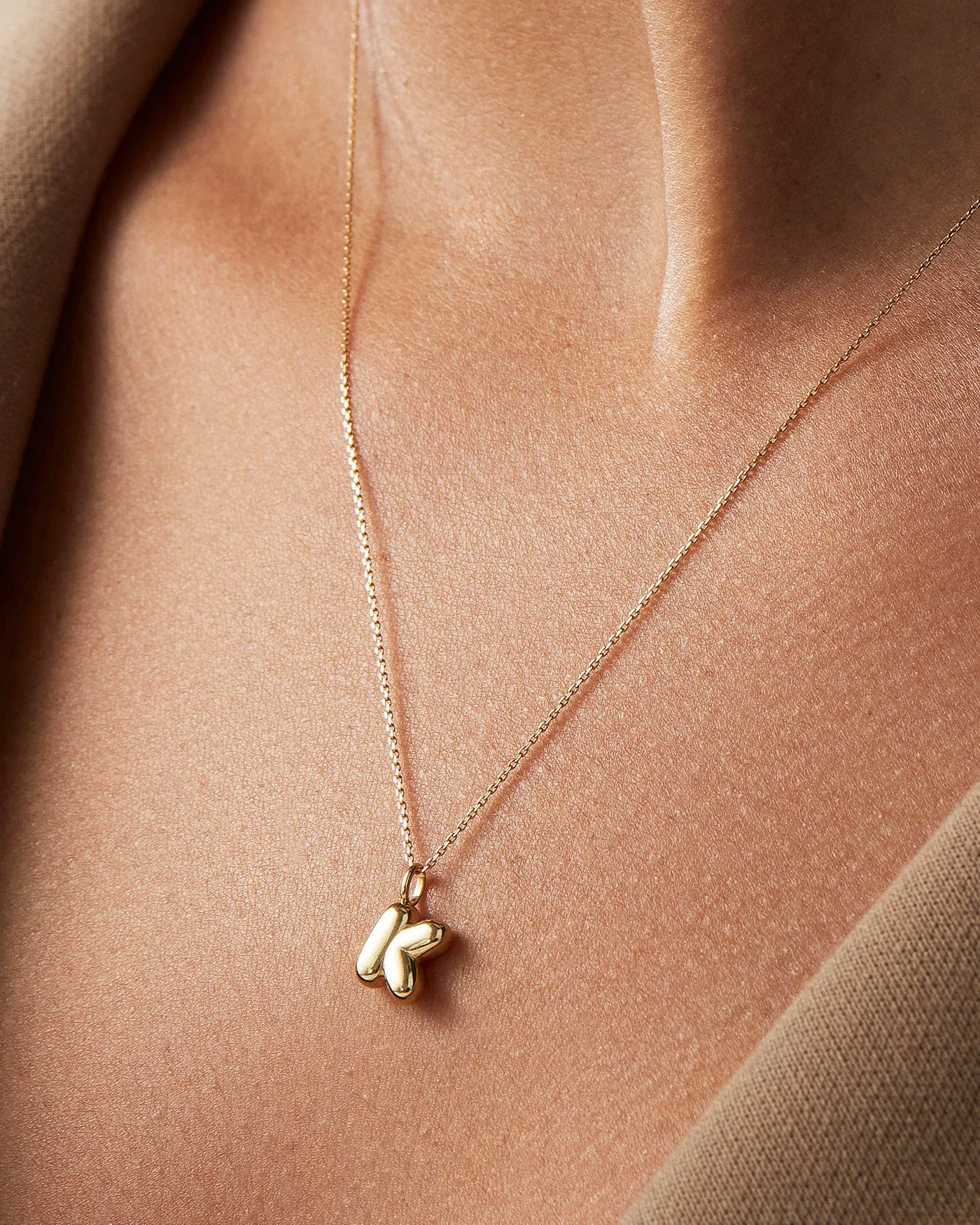 14K Gold Bubble Letter Necklace - K sold by JENNY BIRD product image thumbnail 4