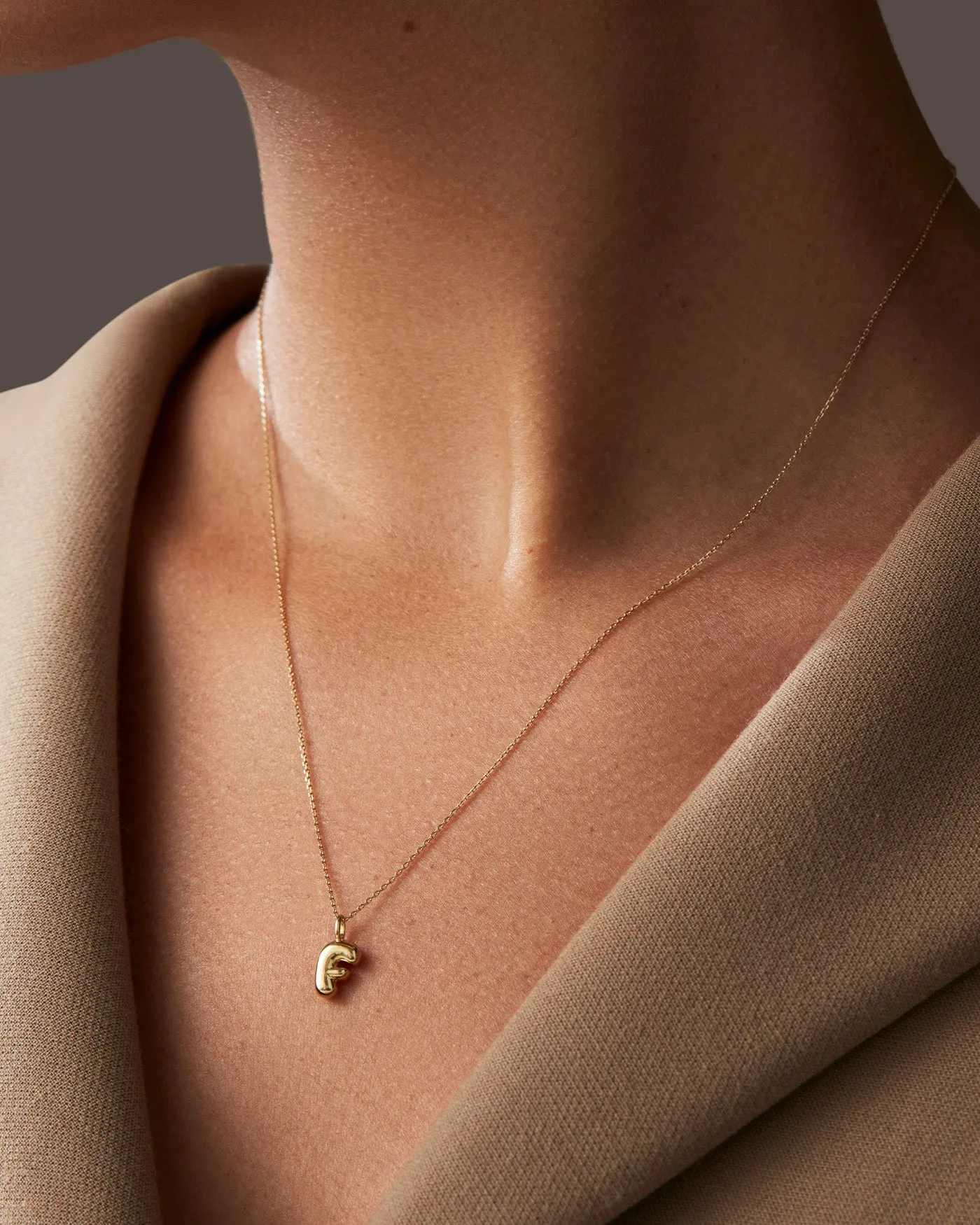 14K Gold Bubble Letter Necklace - F sold by JENNY BIRD product image thumbnail 2