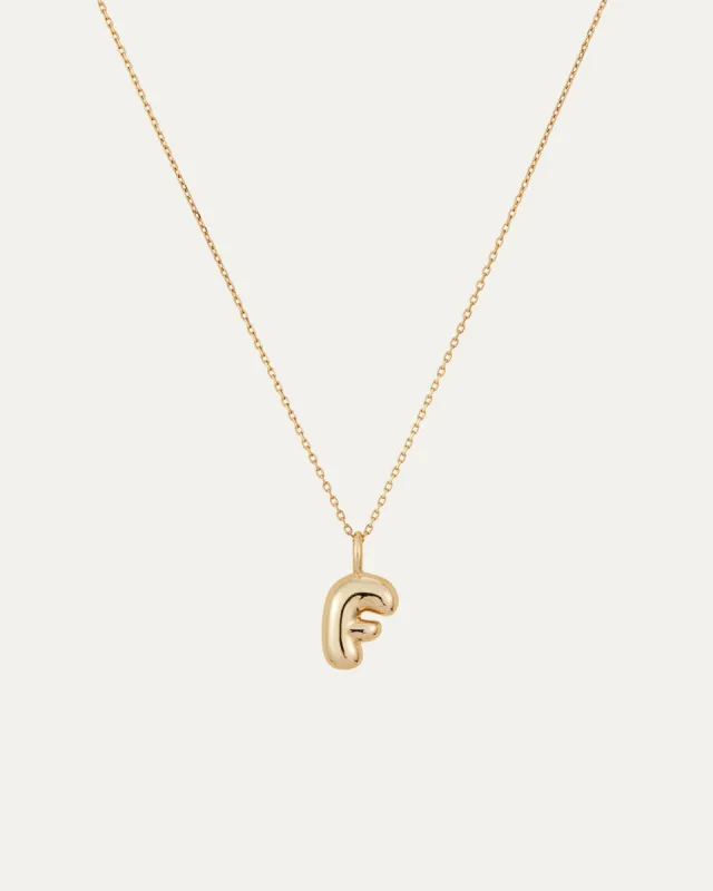 14K Gold Bubble Letter Necklace - F sold by JENNY BIRD