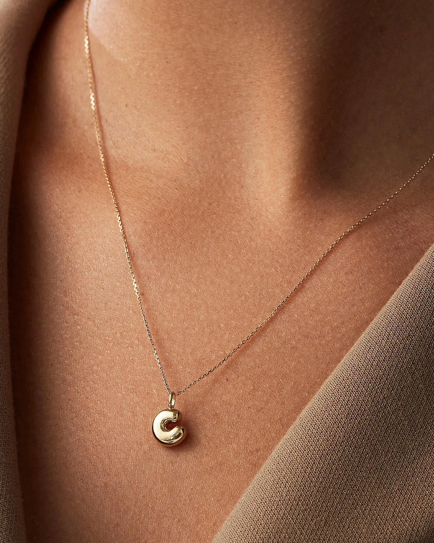 14K Gold Bubble Letter Necklace - C sold by JENNY BIRD product image thumbnail 4