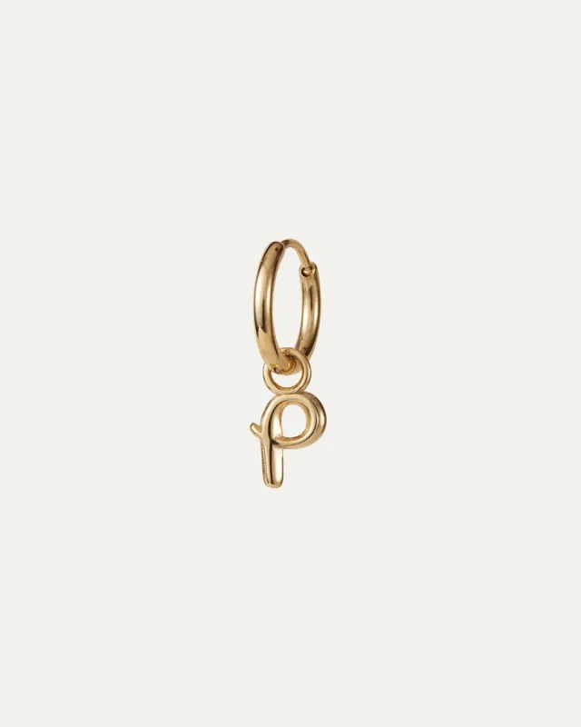 Single Monogram Huggie Earring - P sold by JENNY BIRD