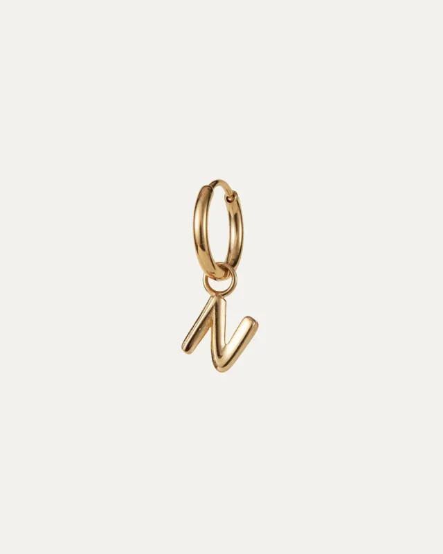 Single Monogram Huggie Earring - N sold by JENNY BIRD