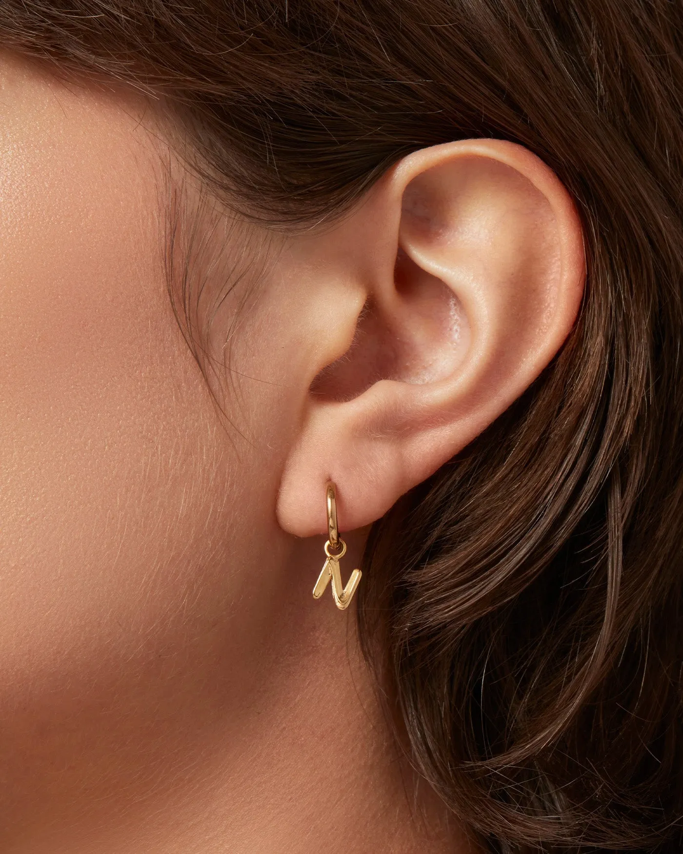 Single Monogram Huggie Earring - N sold by JENNY BIRD product image thumbnail 3